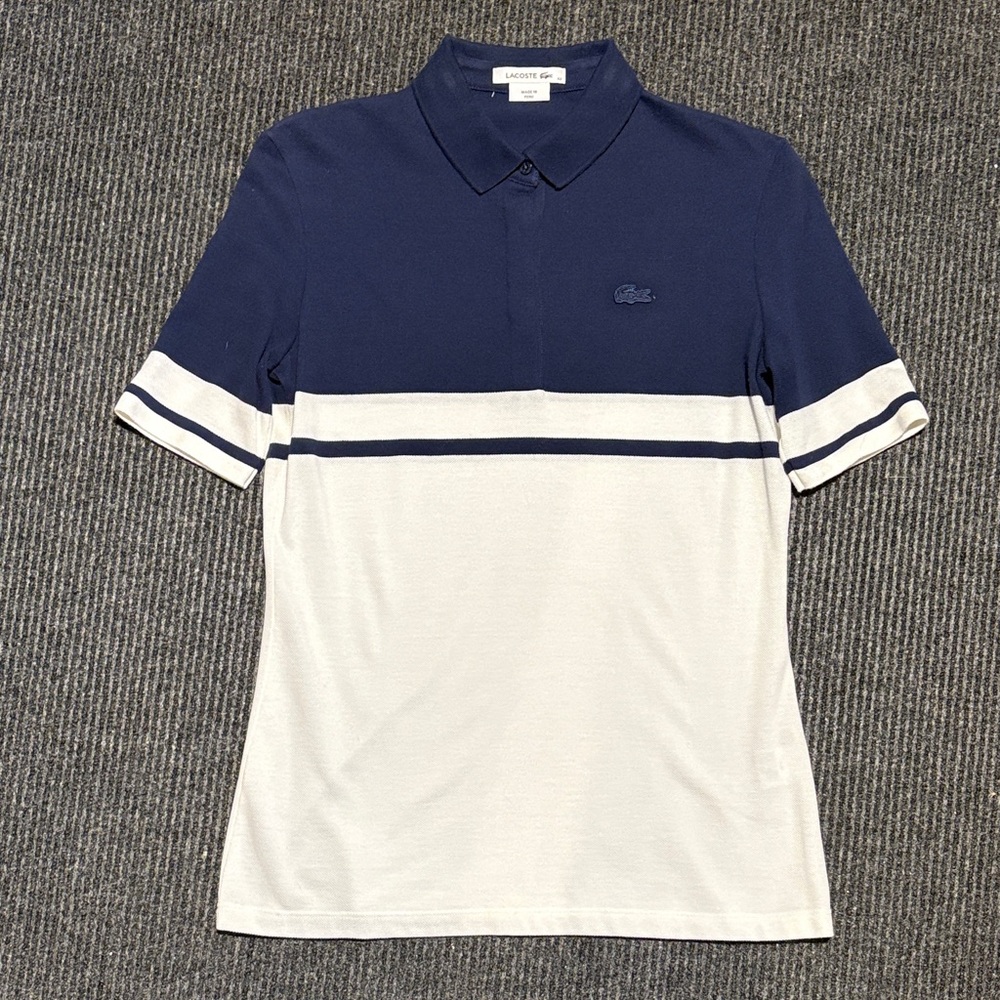 Lacoste Women's Polo in Dark Blue and White